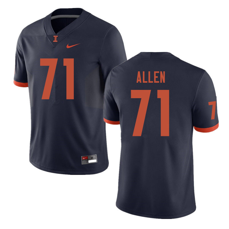 Men #71 Jeff Allen Illinois Fighting Illini College Football Jerseys Sale-Navy